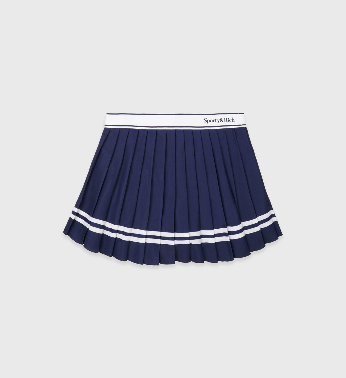 Sporty & Rich Serif Logo Pleated Skirt - Navy/White