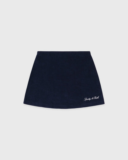 Sporty & Rich Signature Logo Terry Skirt - Dark Navy