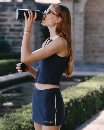 Sporty & Rich Signature Logo Court Skirt - Navy/White