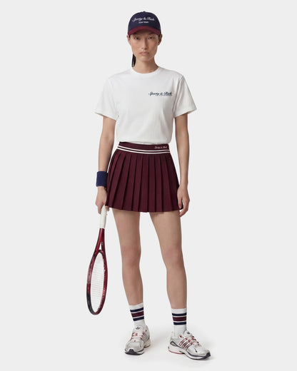 Sporty & Rich Signature Logo Abigail Skirt - Bordeaux/White