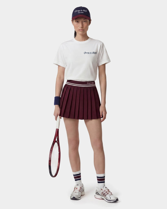 Sporty & Rich Signature Logo Abigail Skirt - Bordeaux/White