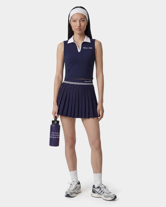Sporty & Rich Signature Logo Abigail Skirt - Navy/White
