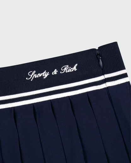 Sporty & Rich Signature Logo Abigail Skirt - Navy/White