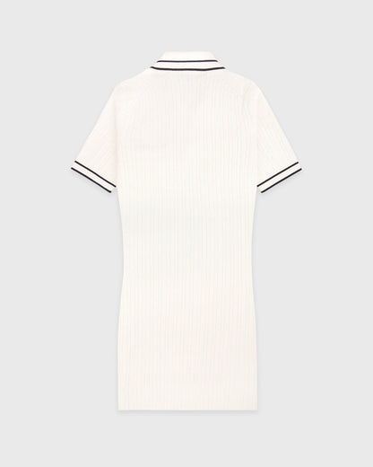 Sporty & Rich Signature Logo Mini Cable Dress - Ecru/Navy