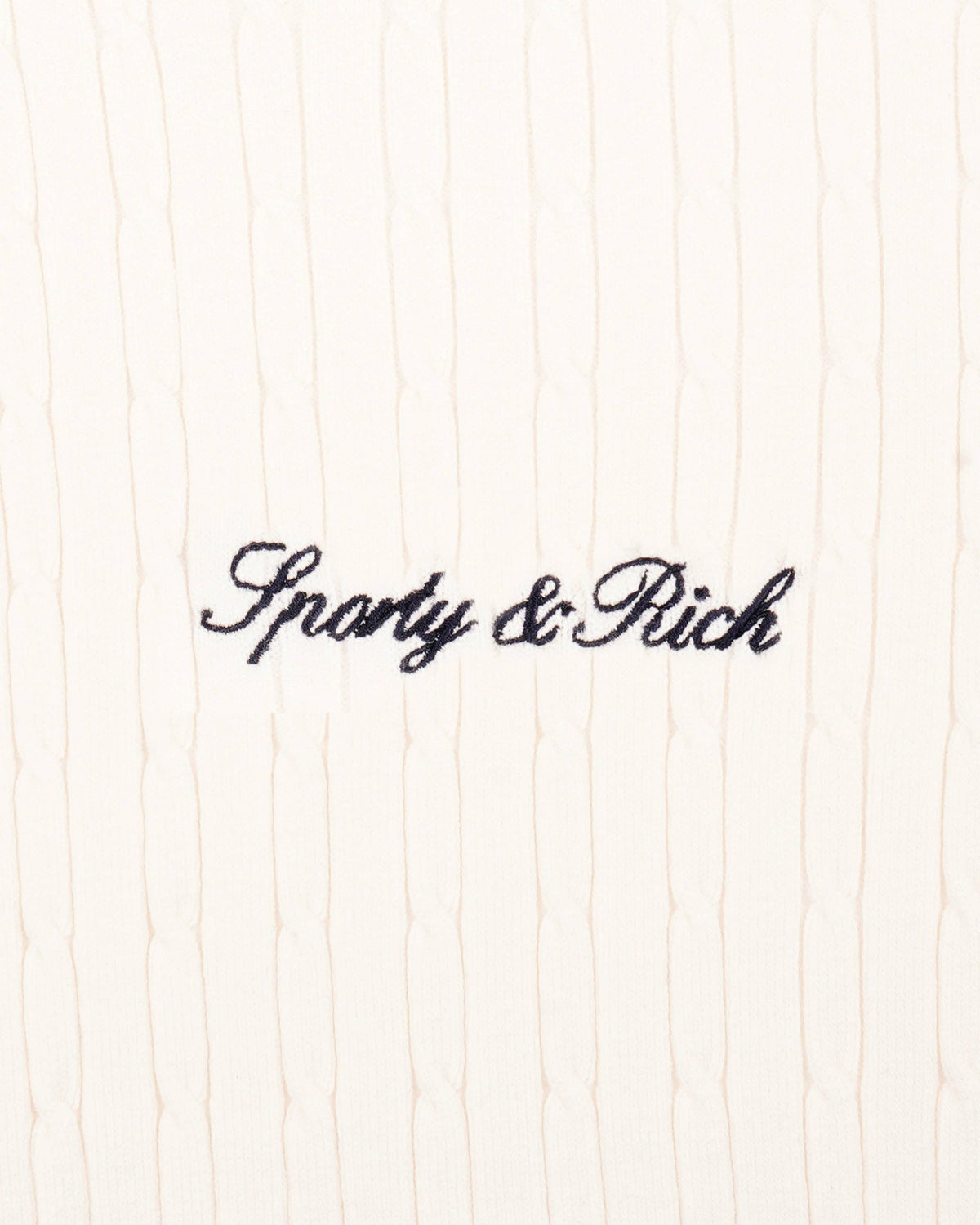 Sporty & Rich Signature Logo Mini Cable Dress - Ecru/Navy