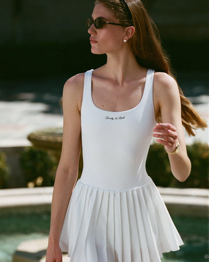 Sporty & Rich Signature Logo Court Dress - White