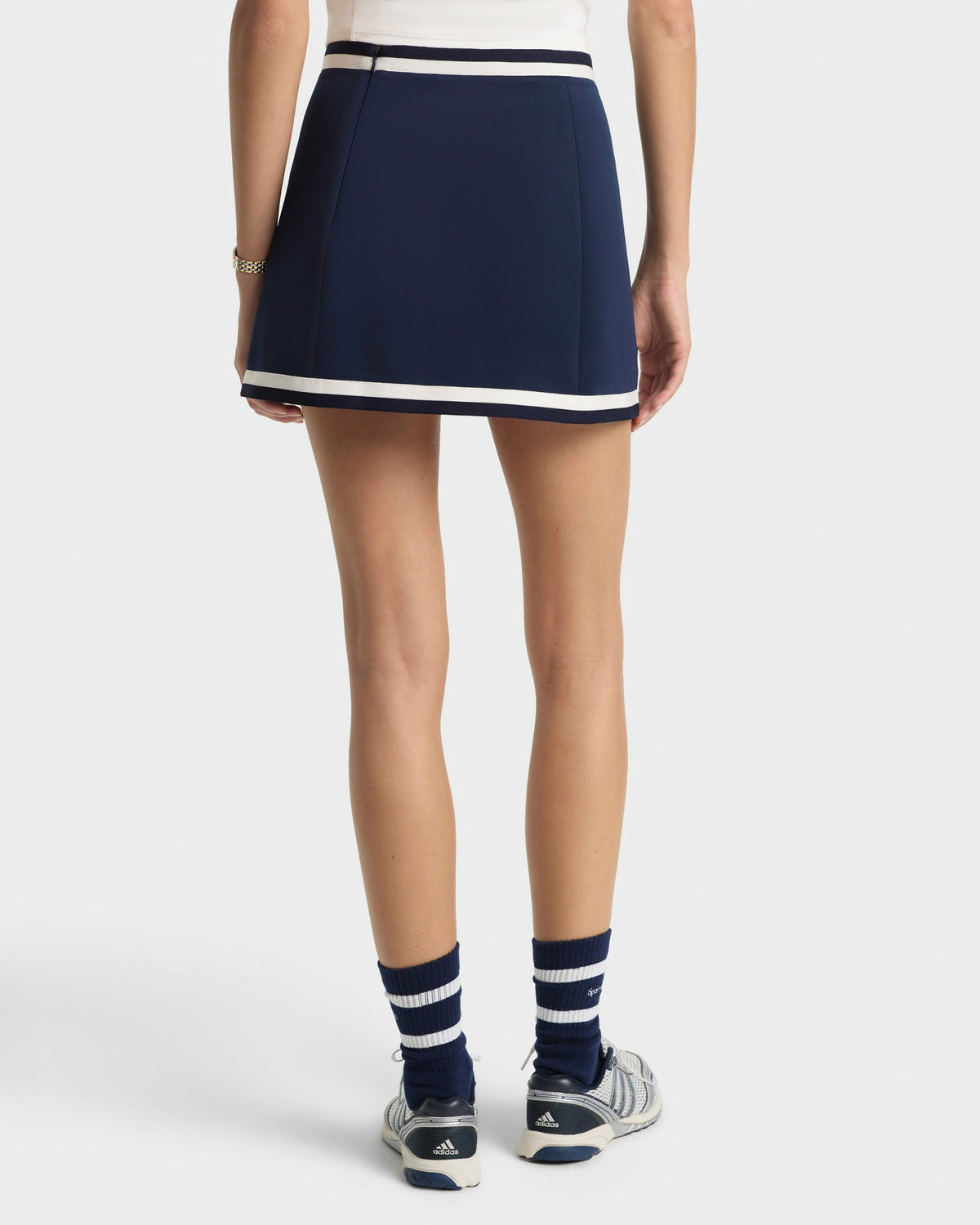Sporty & Rich Serif Logo Mila Skirt - Navy/White