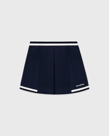 Sporty & Rich Serif Logo Mila Skirt - Navy/White