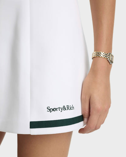 Sporty & Rich Serif Logo Mila Skirt - White/Forest