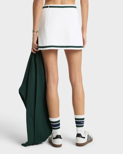 Sporty & Rich Serif Logo Mila Skirt - White/Forest