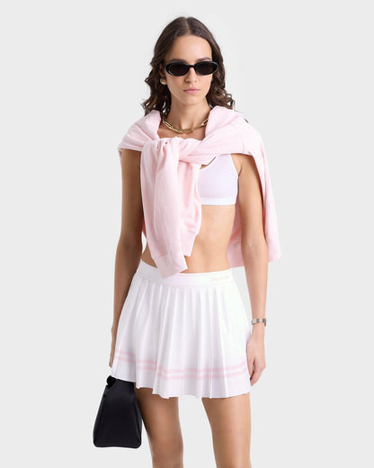 Sporty & Rich Vendome Script Pleated Skirt - White/Pink Dolphin