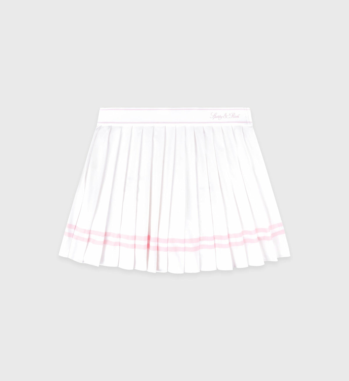 Sporty & Rich Vendome Script Pleated Skirt - White/Pink Dolphin