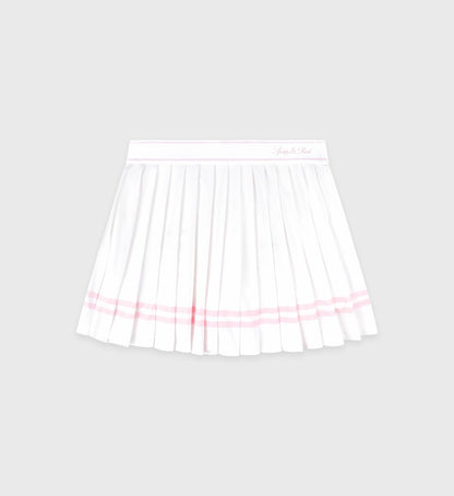 Sporty & Rich Vendome Script Pleated Skirt - White/Pink Dolphin