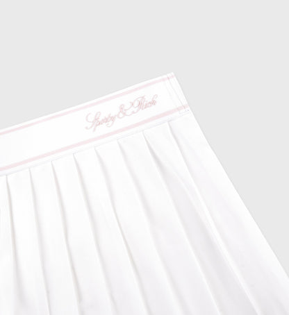 Sporty & Rich Vendome Script Pleated Skirt - White/Pink Dolphin