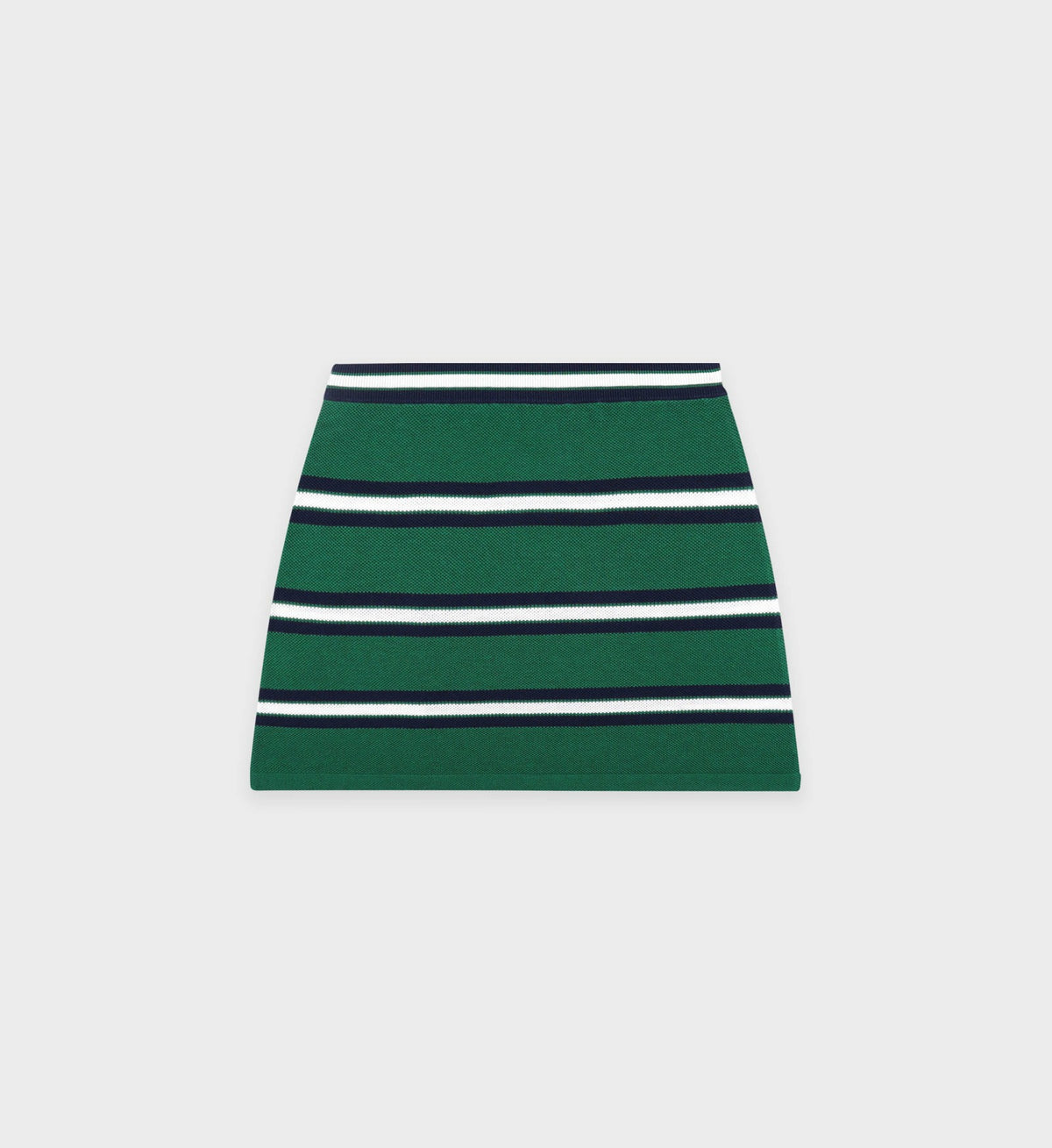 Sporty & Rich Serif Logo Silk Pique Aline Skirt - Alpine/White/Navy