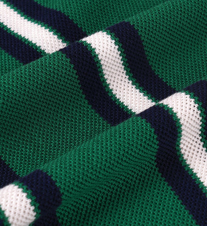 Sporty & Rich Serif Logo Silk Pique Aline Skirt - Alpine/White/Navy