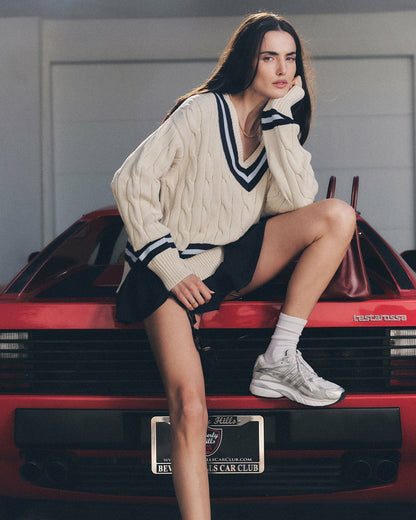 Sporty & Rich SRC Logo Abigail Skirt - Navy/White