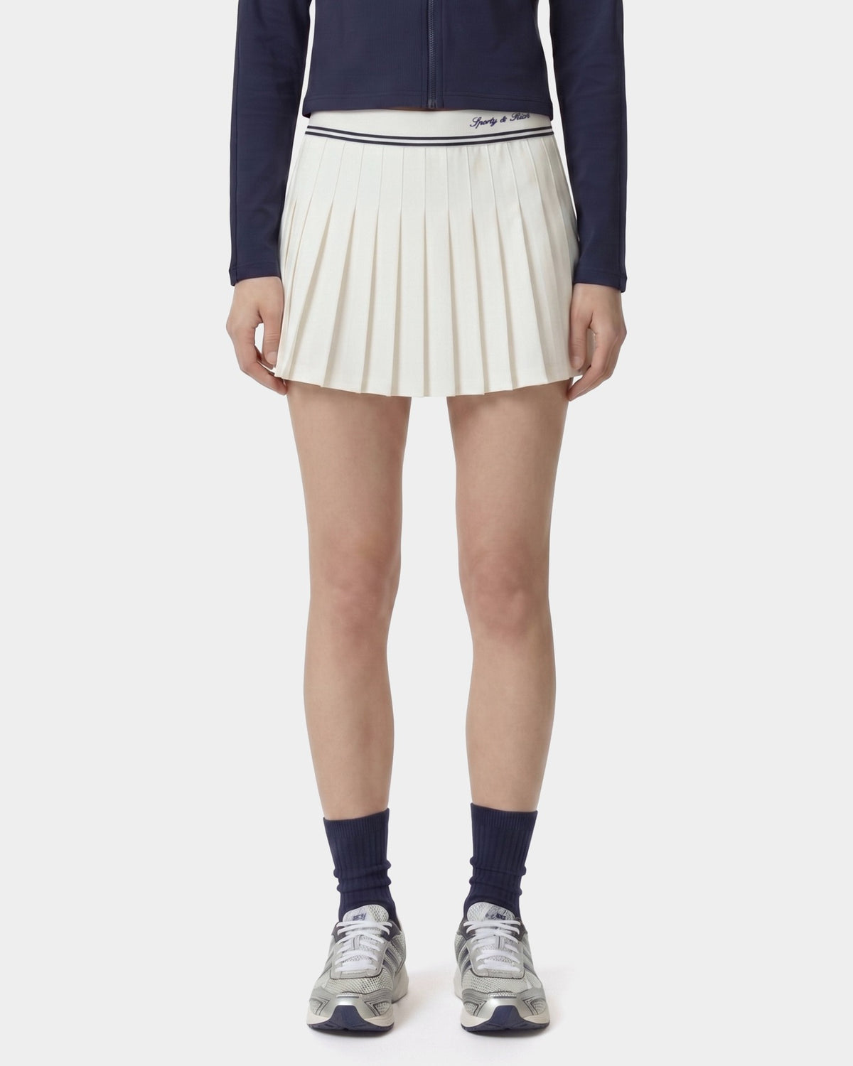 Sporty & Rich Signature Logo Abigail Skirt - Ecru/Navy