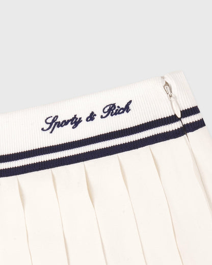 Sporty & Rich Signature Logo Abigail Skirt - Ecru/Navy