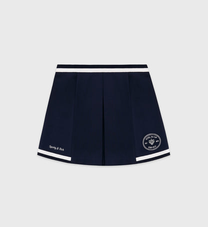 Sporty & Rich Eden Crest Embroidered Mila Skirt - Navy/White