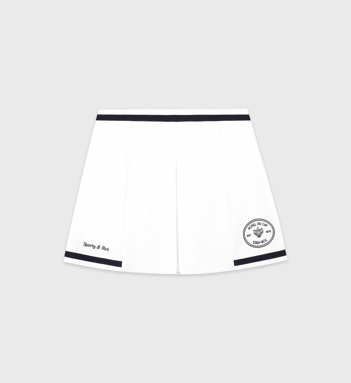 Sporty & Rich Eden Crest Embroidered Mila Skirt - White/Navy