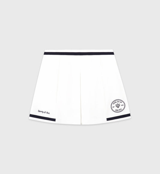 Sporty & Rich Eden Crest Embroidered Mila Skirt - White/Navy