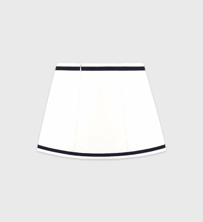 Sporty & Rich Eden Crest Embroidered Mila Skirt - White/Navy