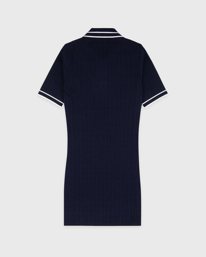 Sporty & Rich Signature Logo Mini Cable Dress - Navy/White