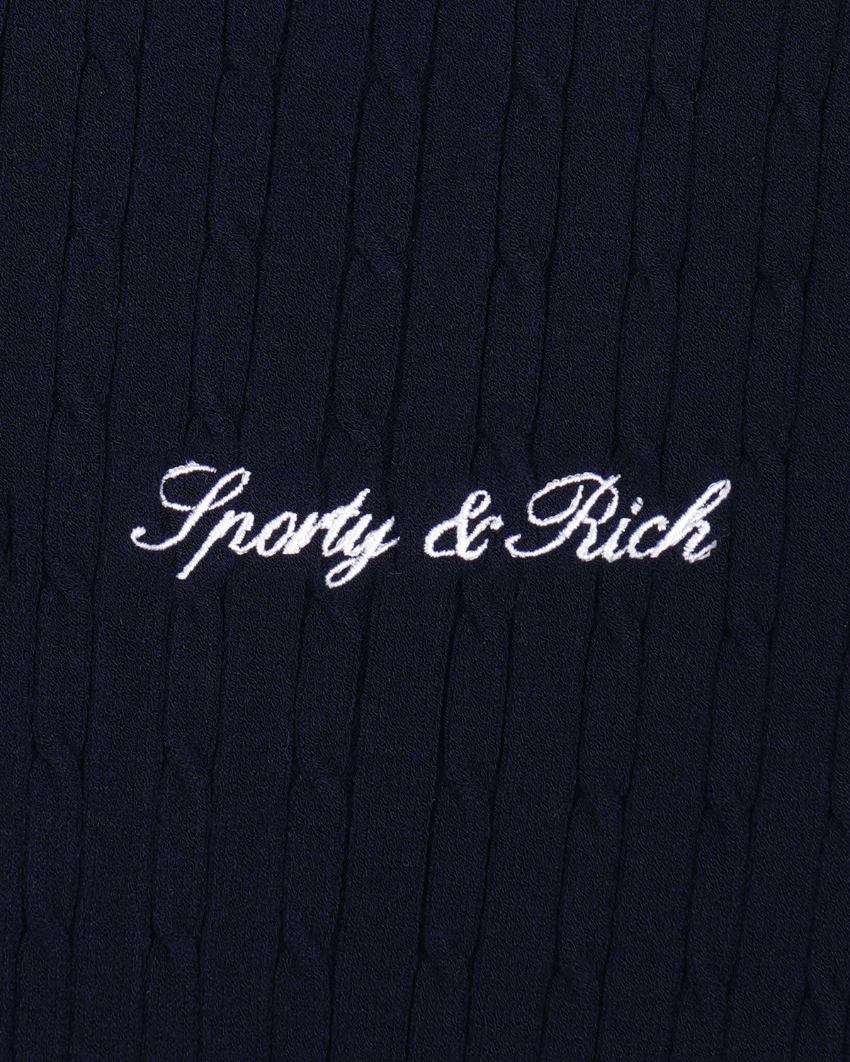 Sporty & Rich Signature Logo Mini Cable Dress - Navy/White