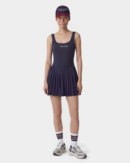 Sporty & Rich Signature Logo Court Dress - Navy/White