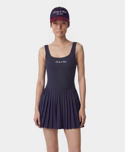Sporty & Rich Signature Logo Court Dress - Navy/White