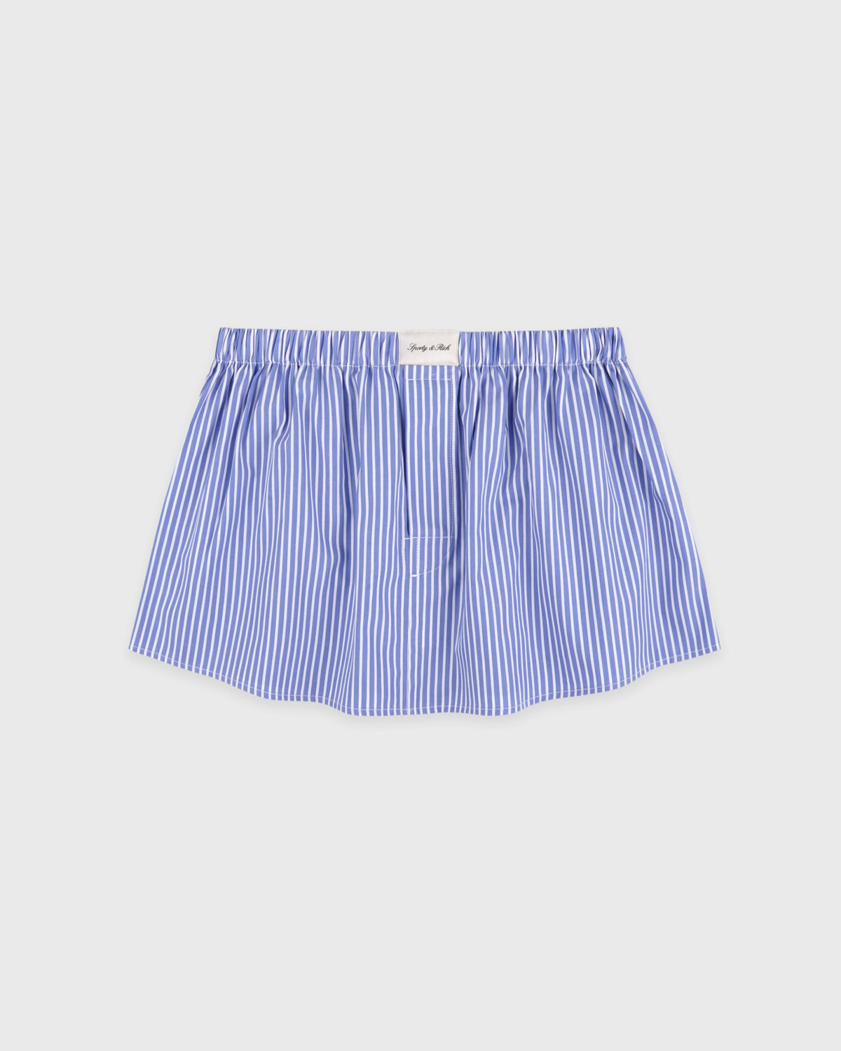 Sporty & Rich Signature Logo Poplin Skirt - Blue Striped/White