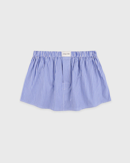 Sporty & Rich Signature Logo Poplin Skirt - Blue Striped/White