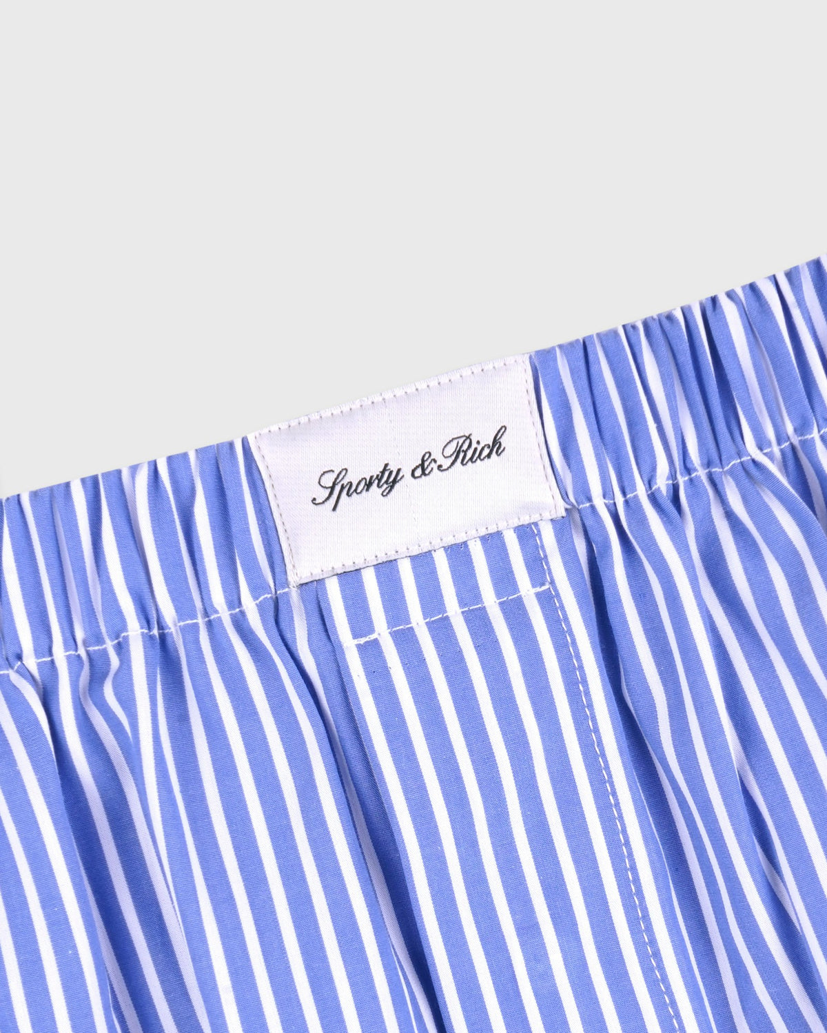 Sporty & Rich Signature Logo Poplin Skirt - Blue Striped/White
