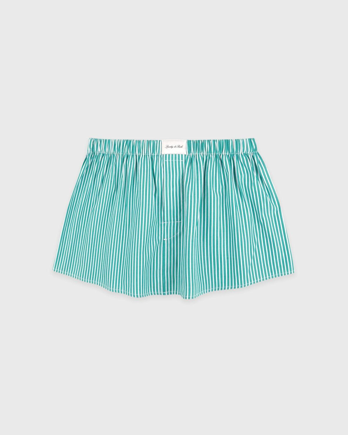 Sporty & Rich Signature Logo Poplin Skirt - Amalfi Green Striped/White