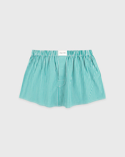 Sporty & Rich Signature Logo Poplin Skirt - Amalfi Green Striped/White
