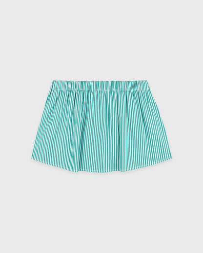 Sporty & Rich Signature Logo Poplin Skirt - Amalfi Green Striped/White