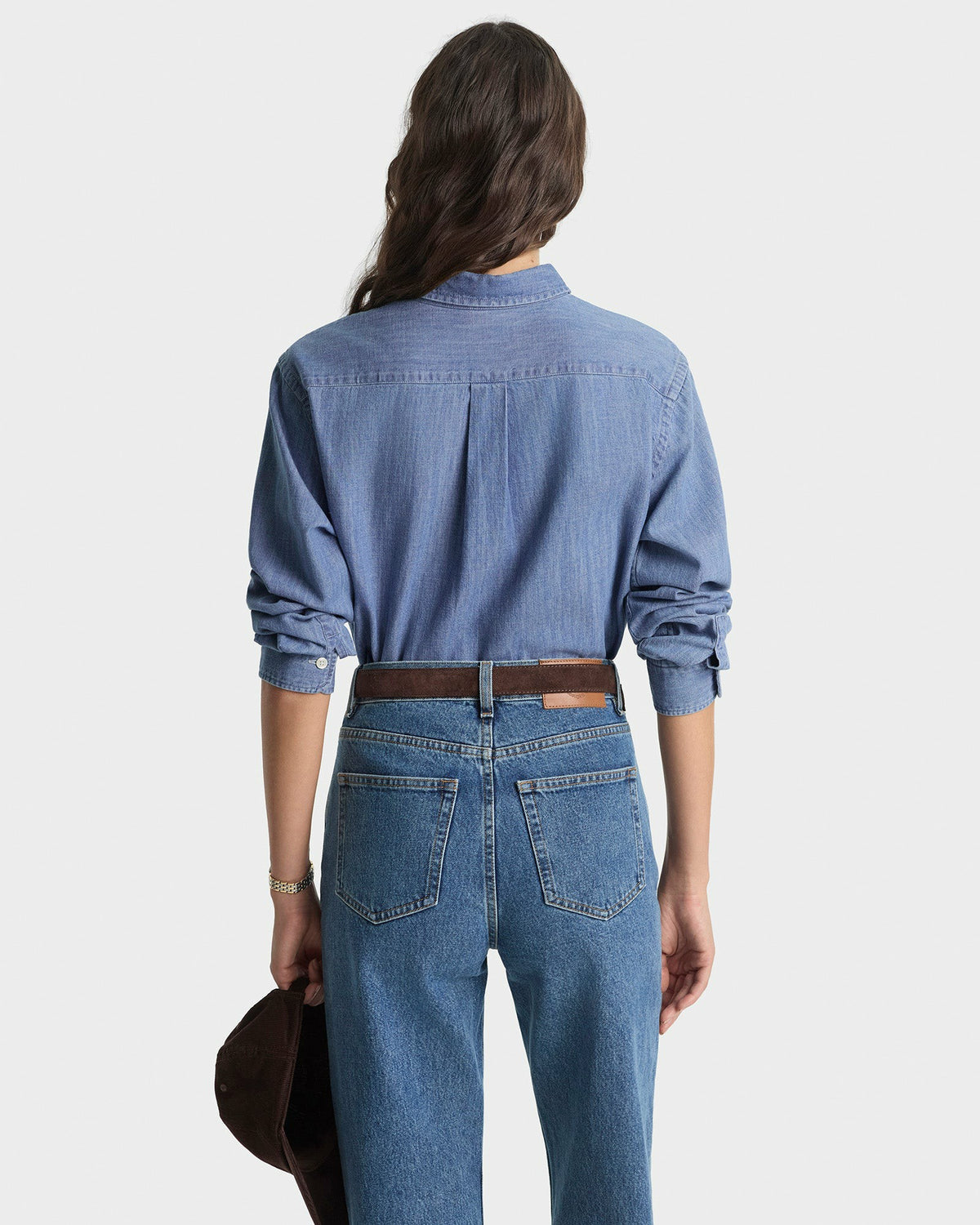Sporty & Rich NY Crest Oversized Denim Shirt - Light Blue