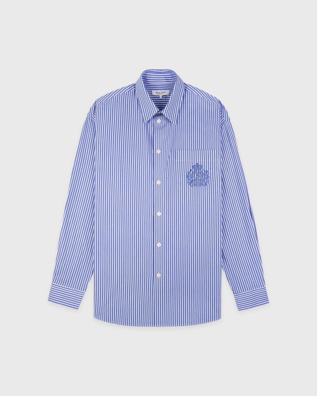 Sporty & Rich NY Crest Oversized Shirt - Blue Striped