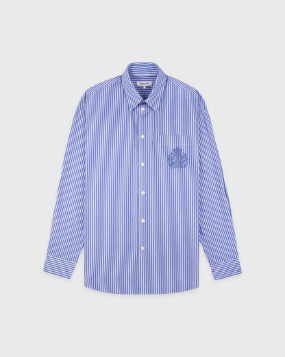 Sporty & Rich NY Crest Oversized Shirt - Blue Striped