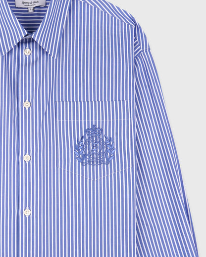 Sporty & Rich NY Crest Oversized Shirt - Blue Striped