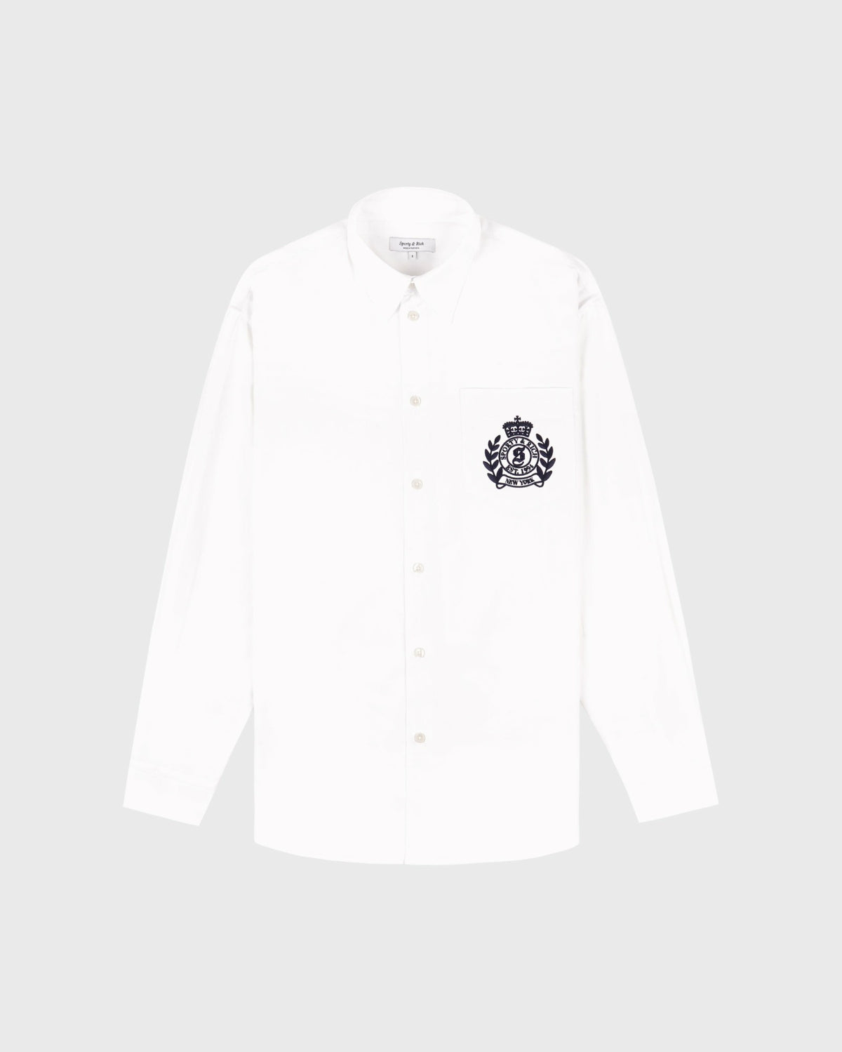 Sporty & Rich NY Crest Oversized Shirt - White/Navy