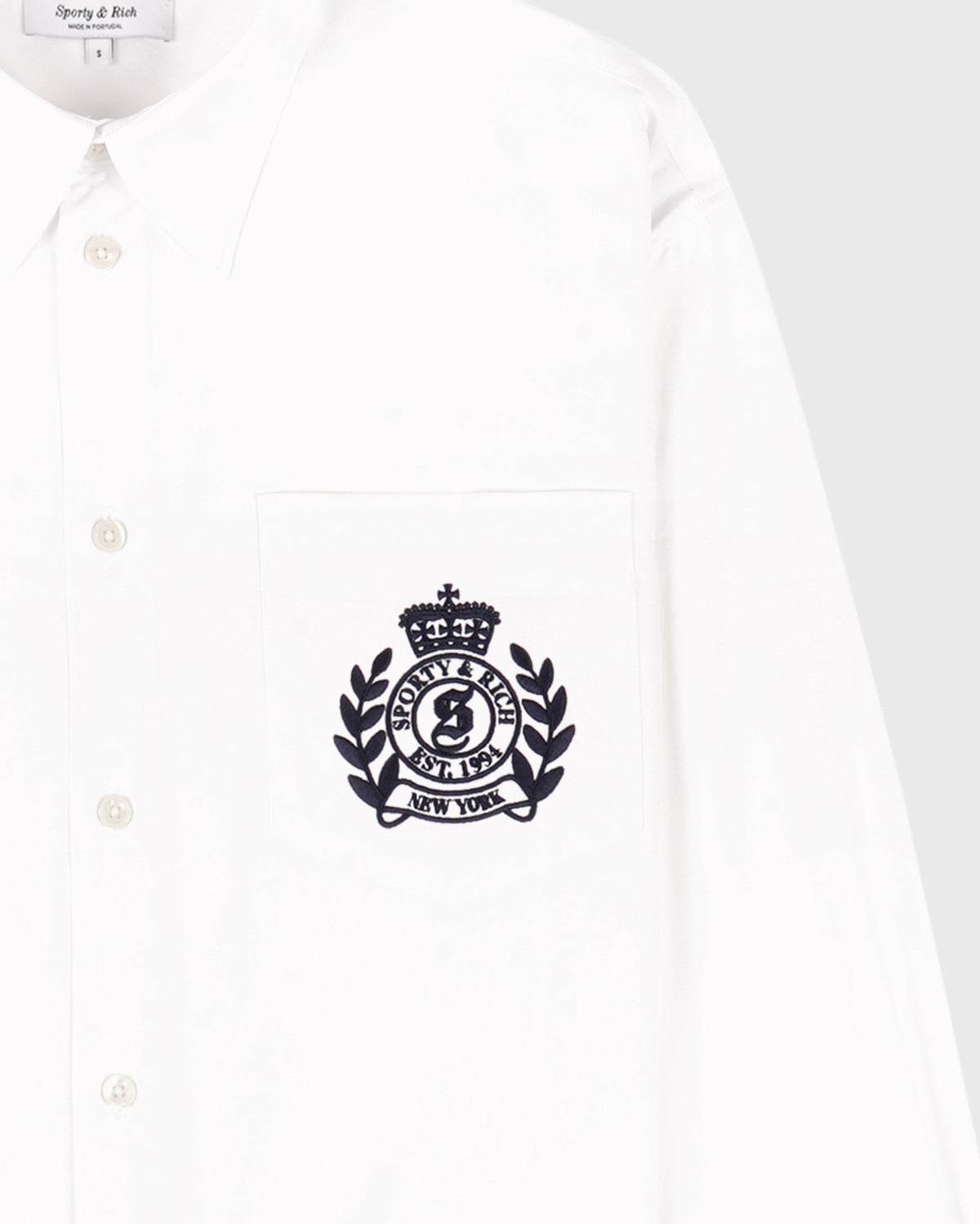 Sporty & Rich NY Crest Oversized Shirt - White/Navy