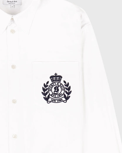 Sporty & Rich NY Crest Oversized Shirt - White/Navy