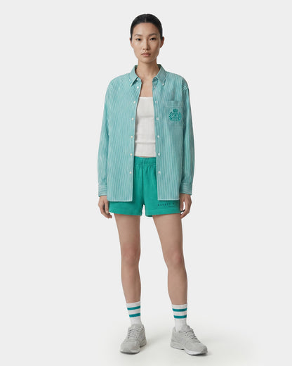 Sporty & Rich NY Crest Oversized Shirt - Amalfi Green Striped