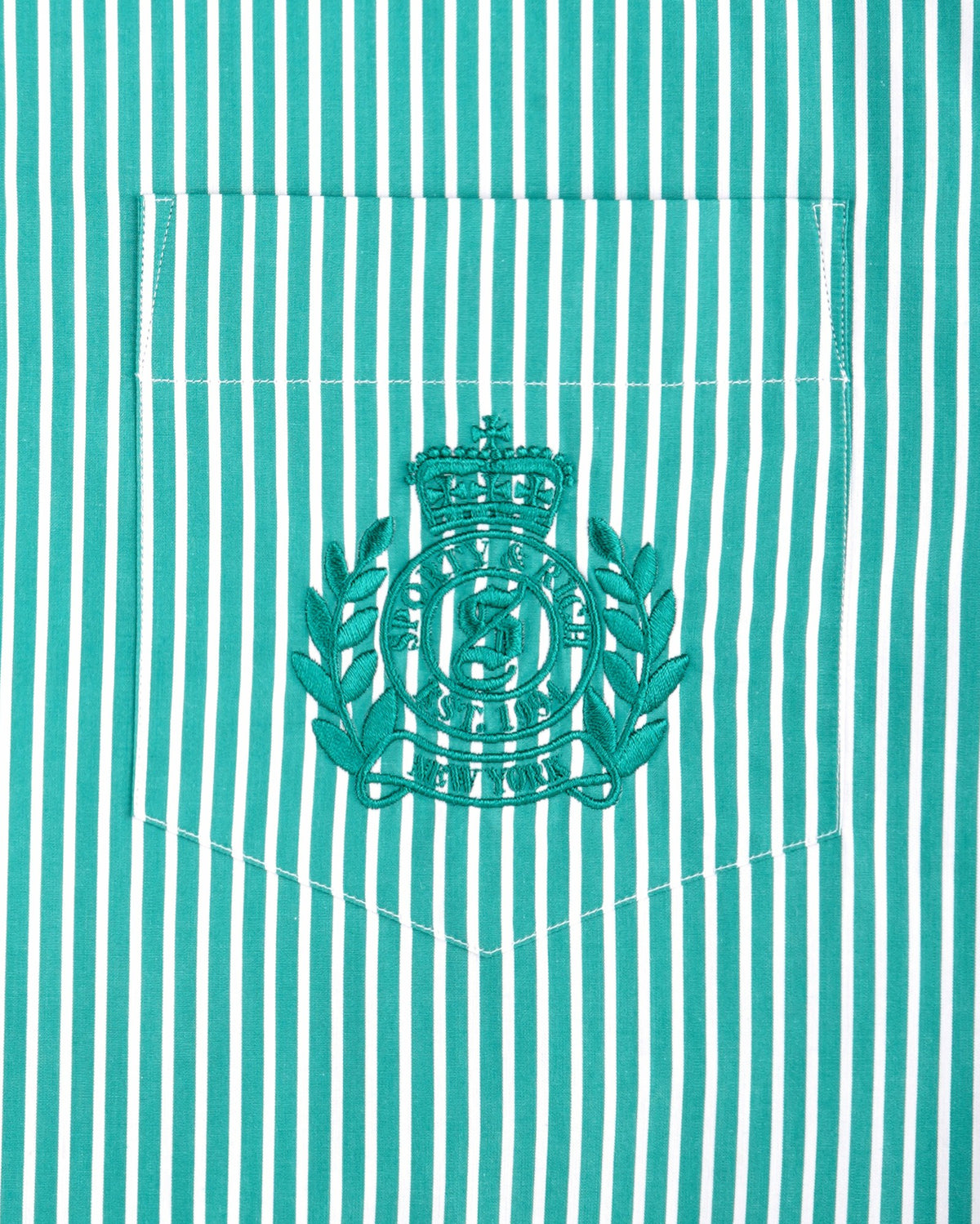 Sporty & Rich NY Crest Oversized Shirt - Amalfi Green Striped