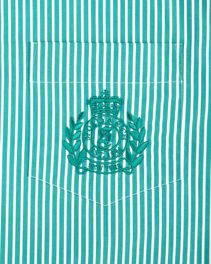 Sporty & Rich NY Crest Oversized Shirt - Amalfi Green Striped