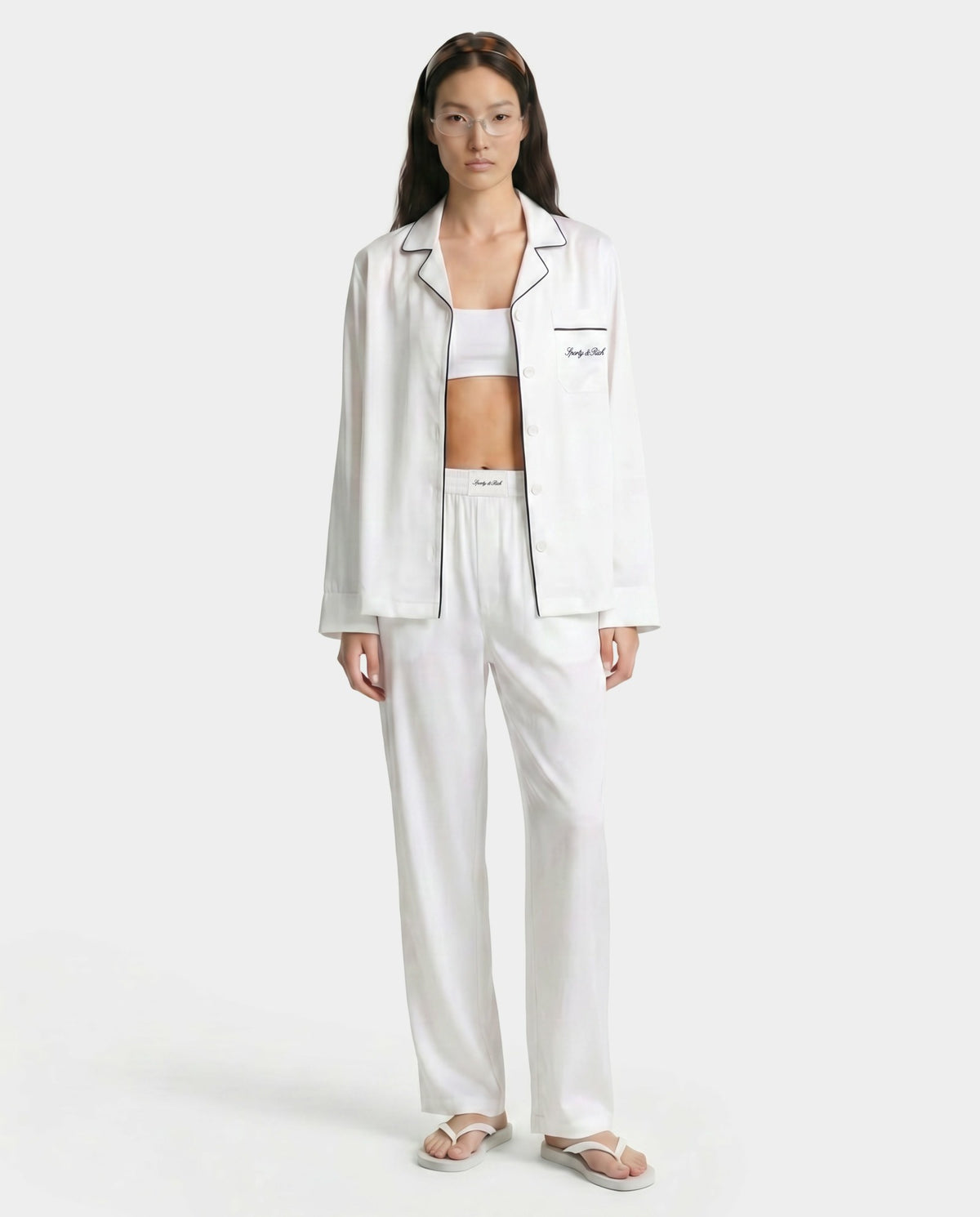 Sporty & Rich Signature NY Pyjama Shirt - White