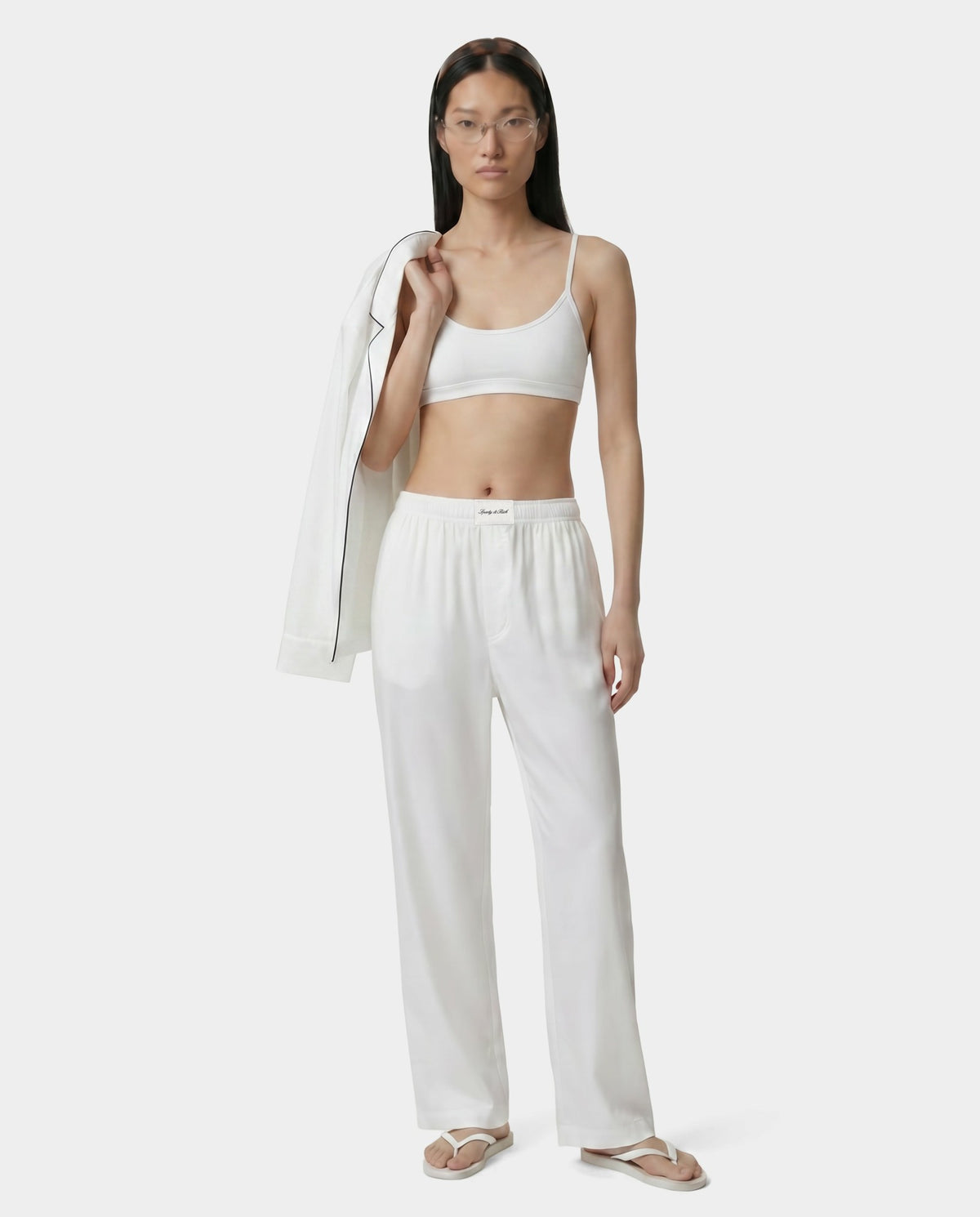 Sporty & Rich Signature NY Pyjama Pants - White