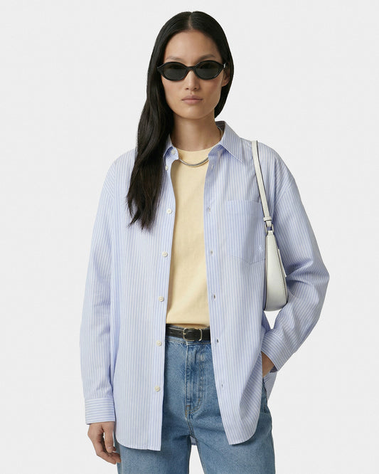 Sporty & Rich SRC Oversized Shirt - Blue Striped
